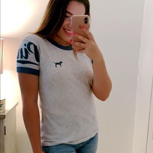 PINK Victoria's Secret Tops - PINK T shirt, Navy Blue and light grey PINK Victoria's Secret Tops - PINK T shirt, Navy Blue and light grey